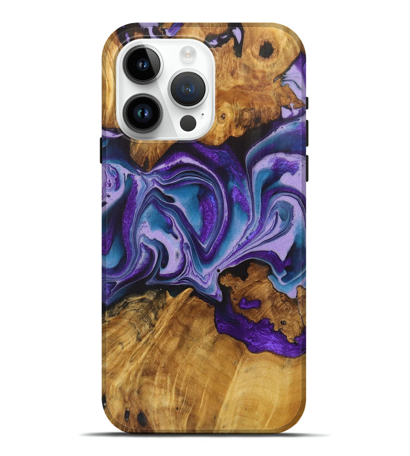 iPhone 15 Pro Max Wood Live Edge Phone Case - Johnny (Purple, 726682)