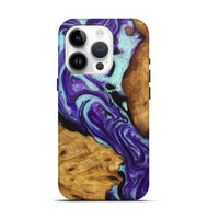 iPhone 15 Pro Wood Live Edge Phone Case - Katherine (Purple, 726683)