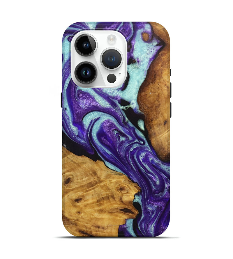 iPhone 15 Pro Wood Live Edge Phone Case - Katherine (Purple, 726683)