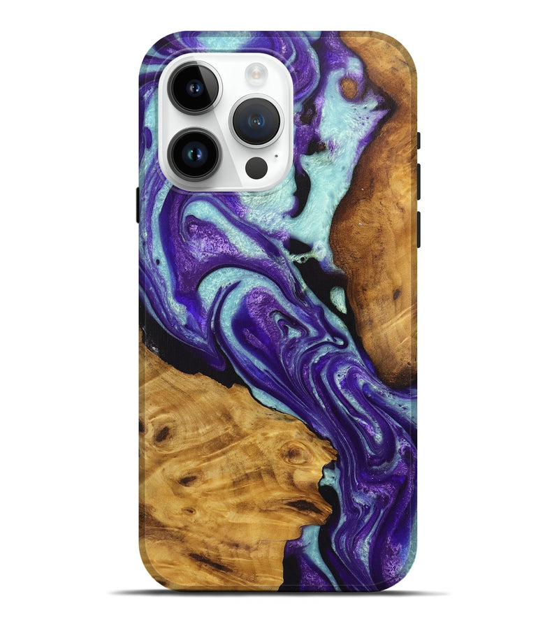 iPhone 15 Pro Max Wood Live Edge Phone Case - Katherine (Purple, 726683)