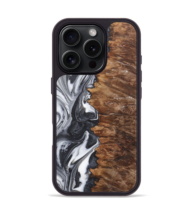 iPhone 16 Pro Wood Phone Case - Andrea (Black & White, 726974)