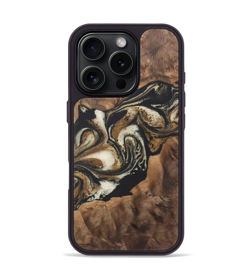 iPhone 16 Pro Wood Phone Case - Arminta (Black & White, 726976)