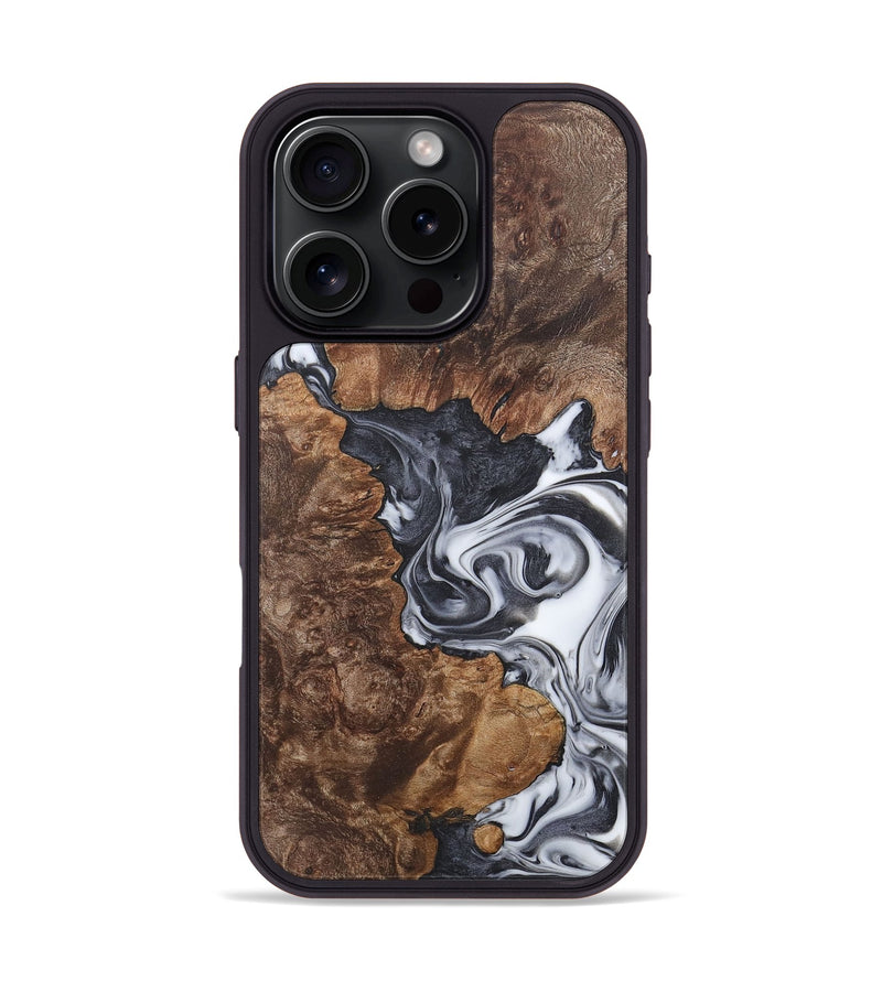 iPhone 16 Pro Wood Phone Case - Genga (Black & White, 726978)