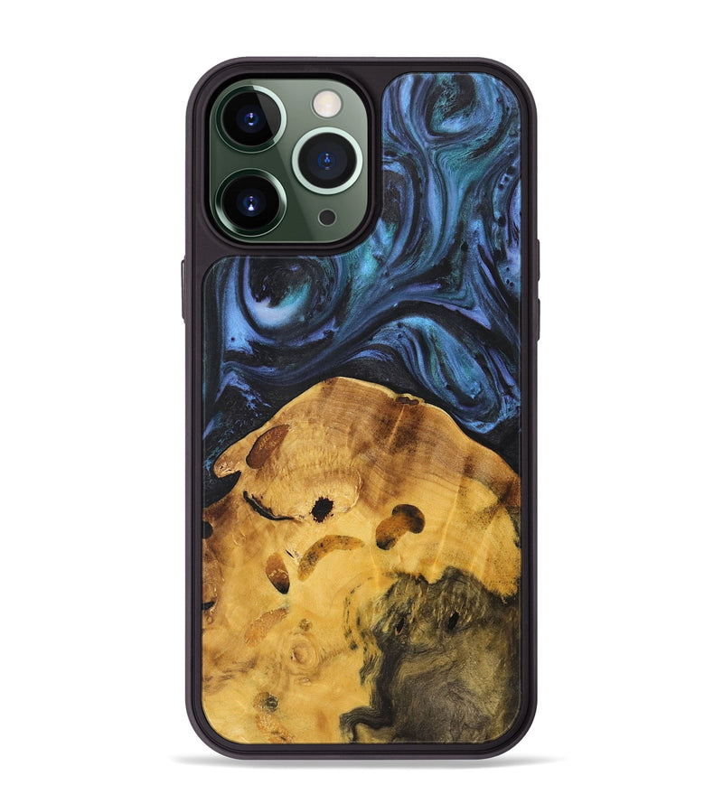 iPhone 13 Pro Max Wood Phone Case - Bernice (Blue, 727028)