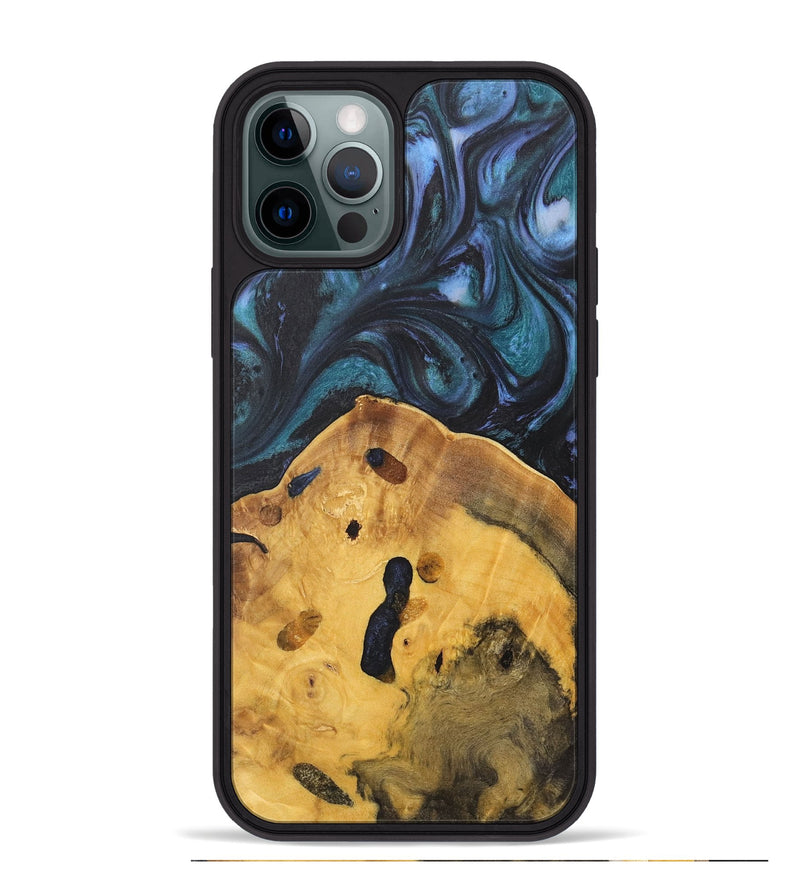 iPhone 12 Pro Max Wood Phone Case - Clarie (Blue, 727029)