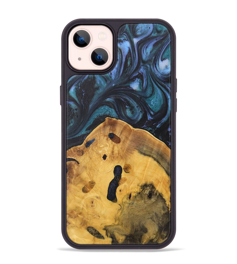 iPhone 14 Plus Wood Phone Case - Clarie (Blue, 727029)