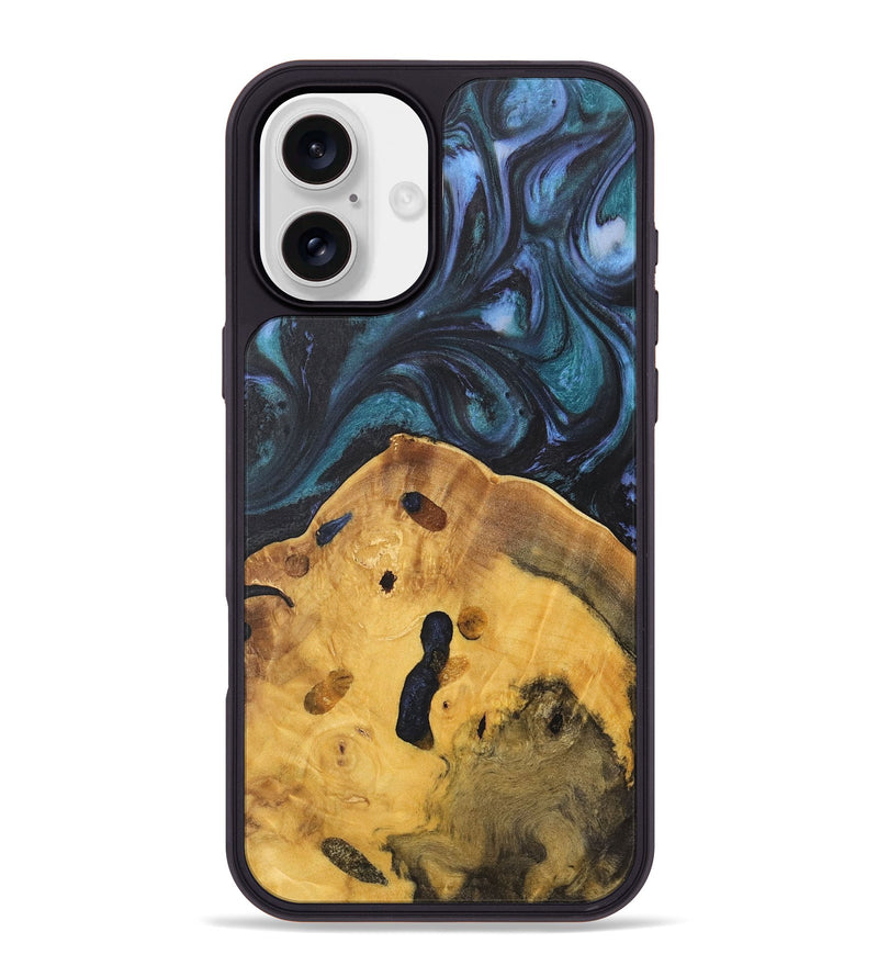 iPhone 16 Plus Wood Phone Case - Clarie (Blue, 727029)