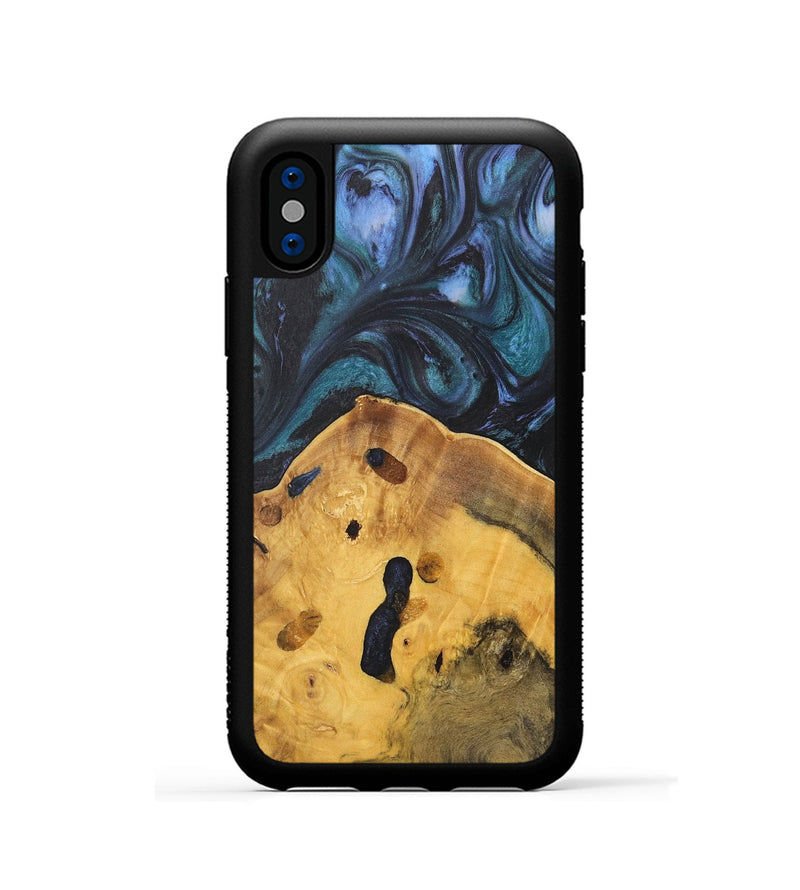 iPhone Xs Wood Phone Case - Clarie (Blue, 727029)