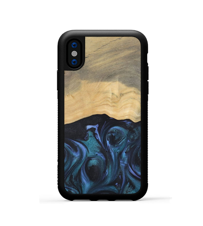 iPhone Xs Wood Phone Case - Gunfer (Blue, 727042)