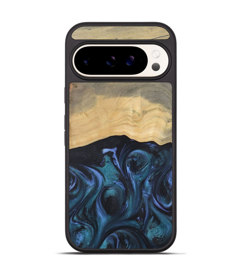 Pixel 9 Wood Phone Case - Gunfer (Blue, 727042)