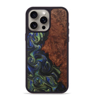 iPhone 15 Pro Max Wood Phone Case - Kalina (Teal & Gold, 727053)