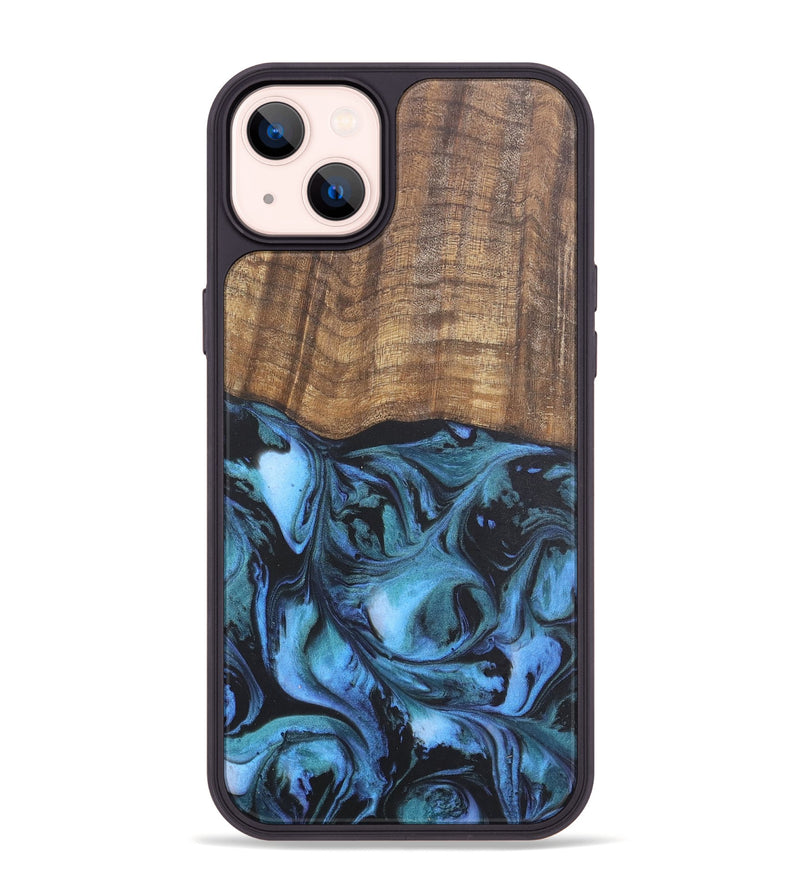 iPhone 14 Plus Wood Phone Case - Guillemette (Blue, 727091)