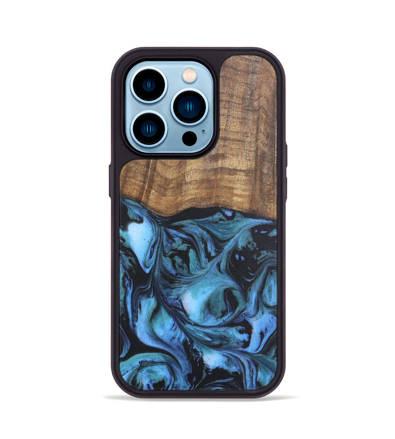 iPhone 14 Pro Wood Phone Case - Guillemette (Blue, 727091)