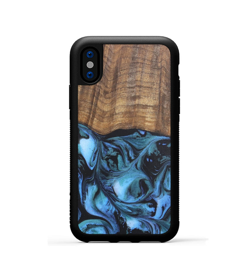 iPhone Xs Wood Phone Case - Guillemette (Blue, 727091)