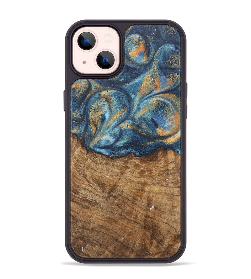 iPhone 14 Plus Wood Phone Case - Blondell (Teal & Gold, 727093)