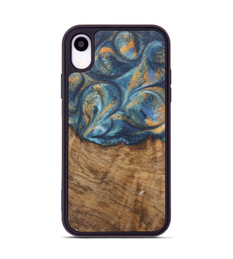 iPhone Xr Wood Phone Case - Blondell (Teal & Gold, 727093)