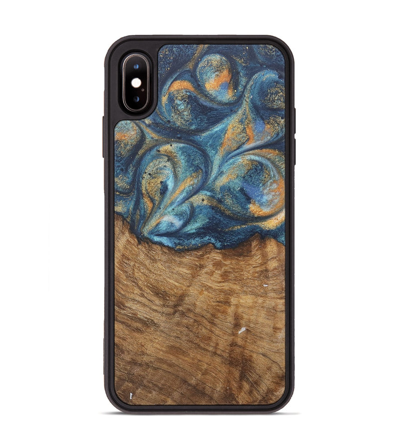 iPhone Xs Max Wood Phone Case - Blondell (Teal & Gold, 727093)