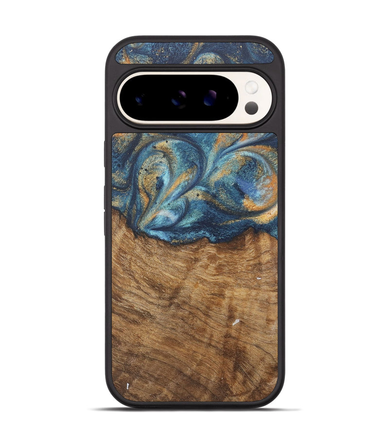 Pixel 9 Wood Phone Case - Blondell (Teal & Gold, 727093)