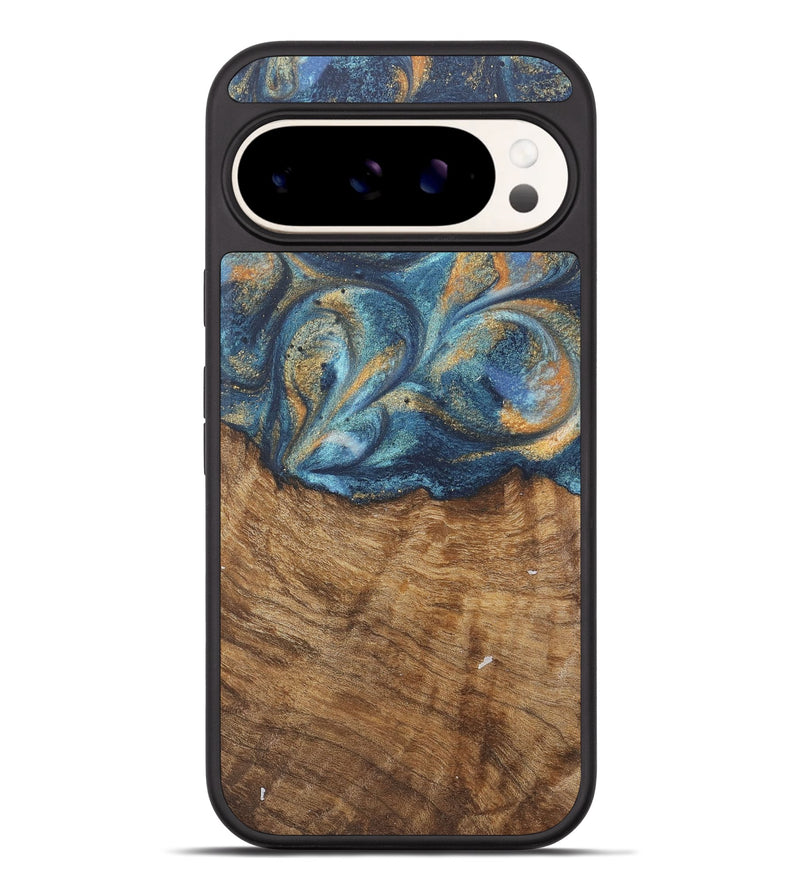 Pixel 9 Pro XL Wood Phone Case - Blondell (Teal & Gold, 727093)