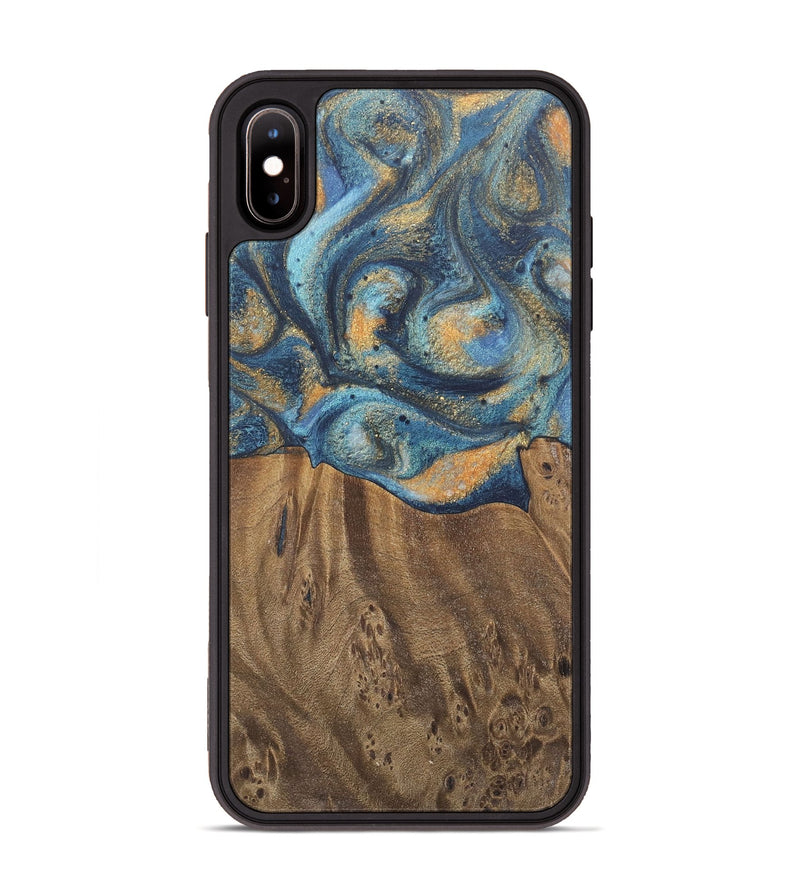 iPhone Xs Max Wood Phone Case - Kishore (Teal & Gold, 727115)