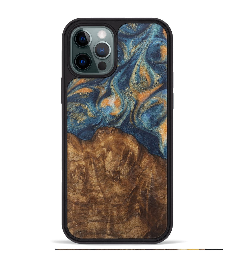 iPhone 12 Pro Max Wood Phone Case - Shawnee (Teal & Gold, 727117)