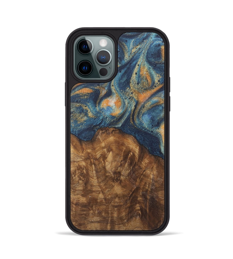 iPhone 12 Pro Wood Phone Case - Shawnee (Teal & Gold, 727117)