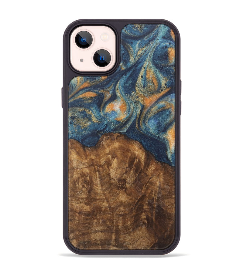 iPhone 14 Plus Wood Phone Case - Shawnee (Teal & Gold, 727117)