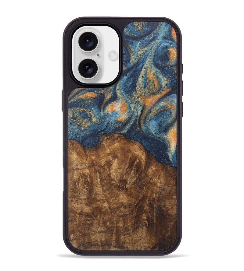 iPhone 16 Plus Wood Phone Case - Shawnee (Teal & Gold, 727117)