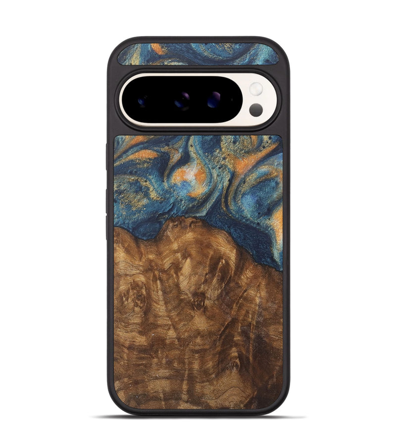 Pixel 9 Wood Phone Case - Shawnee (Teal & Gold, 727117)