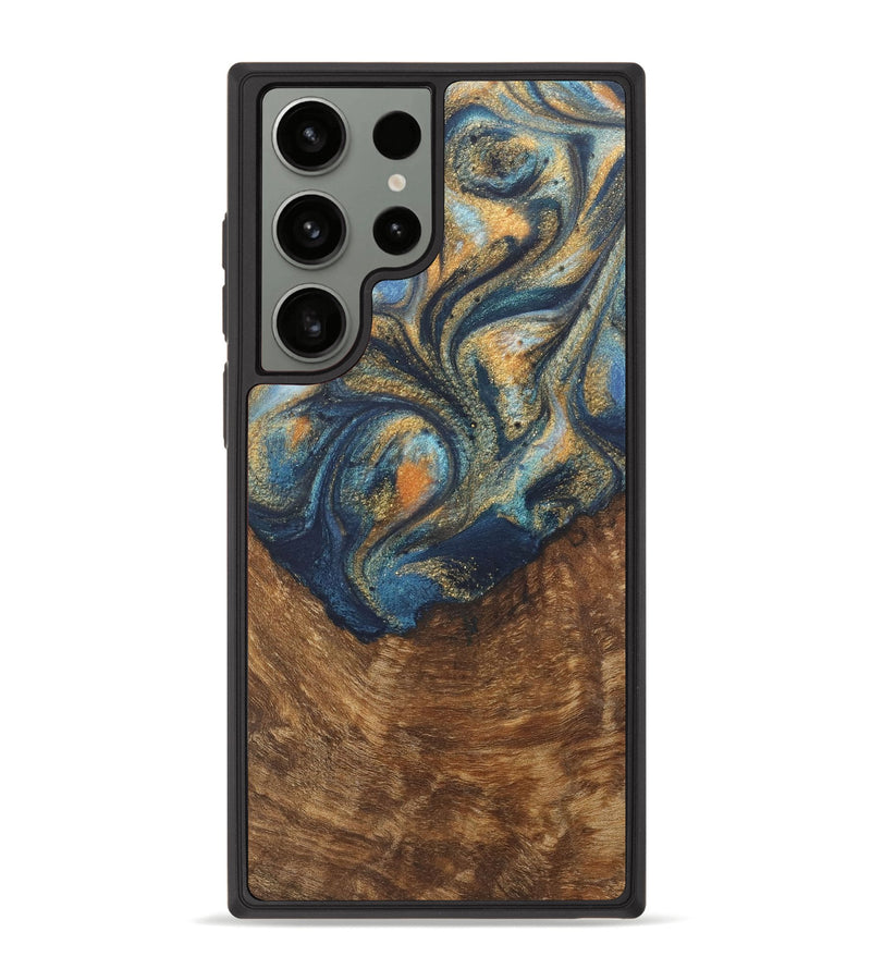 Galaxy S23 Ultra Wood Phone Case - Johnathan (Teal & Gold, 727118)