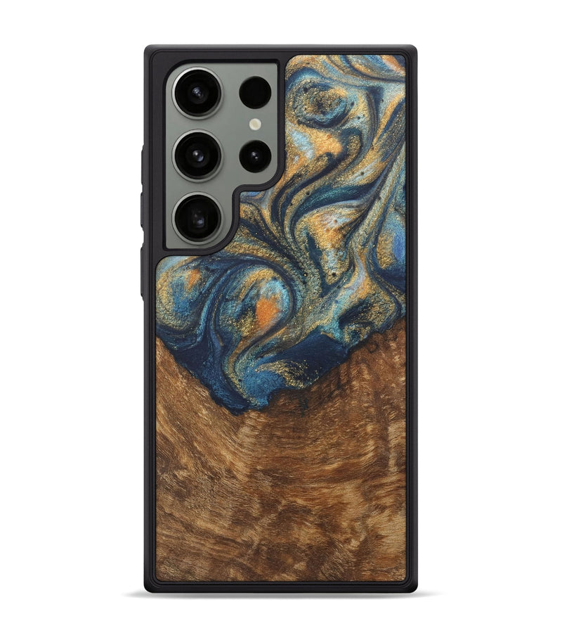 Galaxy S24 Ultra Wood Phone Case - Johnathan (Teal & Gold, 727118)