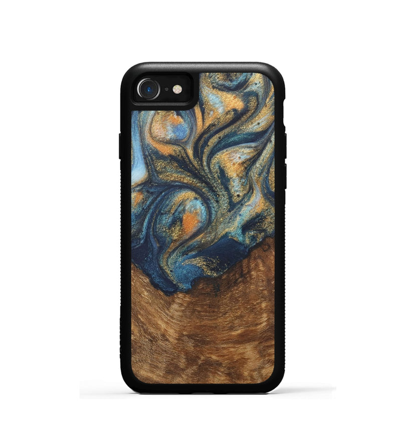 iPhone SE Wood Phone Case - Johnathan (Teal & Gold, 727118)