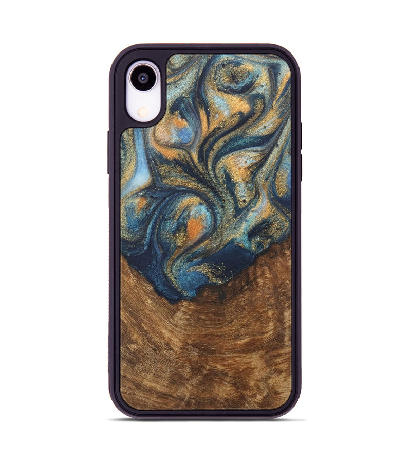 iPhone Xr Wood Phone Case - Johnathan (Teal & Gold, 727118)