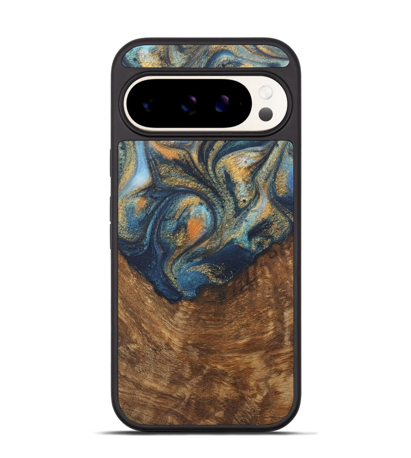 Pixel 9 Wood Phone Case - Johnathan (Teal & Gold, 727118)