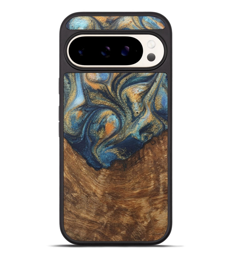 Pixel 9 Pro XL Wood Phone Case - Johnathan (Teal & Gold, 727118)