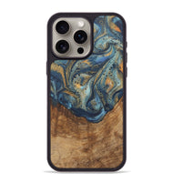 iPhone 15 Pro Max Wood Phone Case - Atticus (Teal & Gold, 727119)