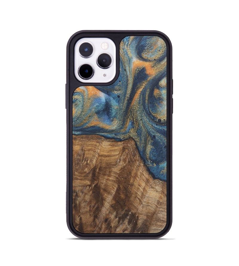 iPhone 11 Pro Wood Phone Case - Bryn (Teal & Gold, 727122)