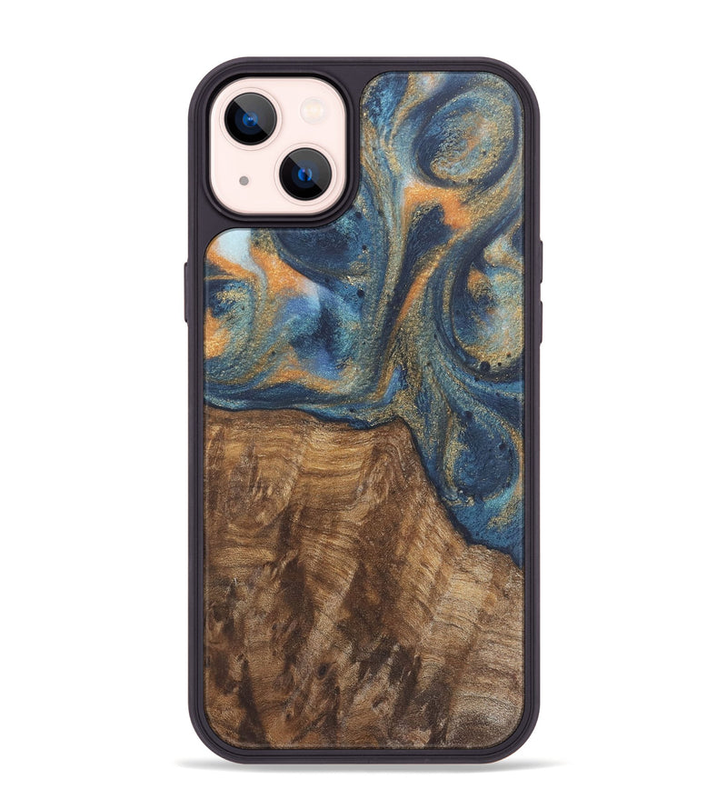 iPhone 14 Plus Wood Phone Case - Bryn (Teal & Gold, 727122)