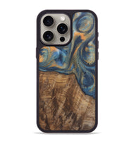 iPhone 15 Pro Max Wood Phone Case - Bryn (Teal & Gold, 727122)