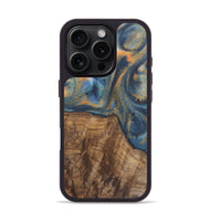 iPhone 16 Pro Wood Phone Case - Bryn (Teal & Gold, 727122)