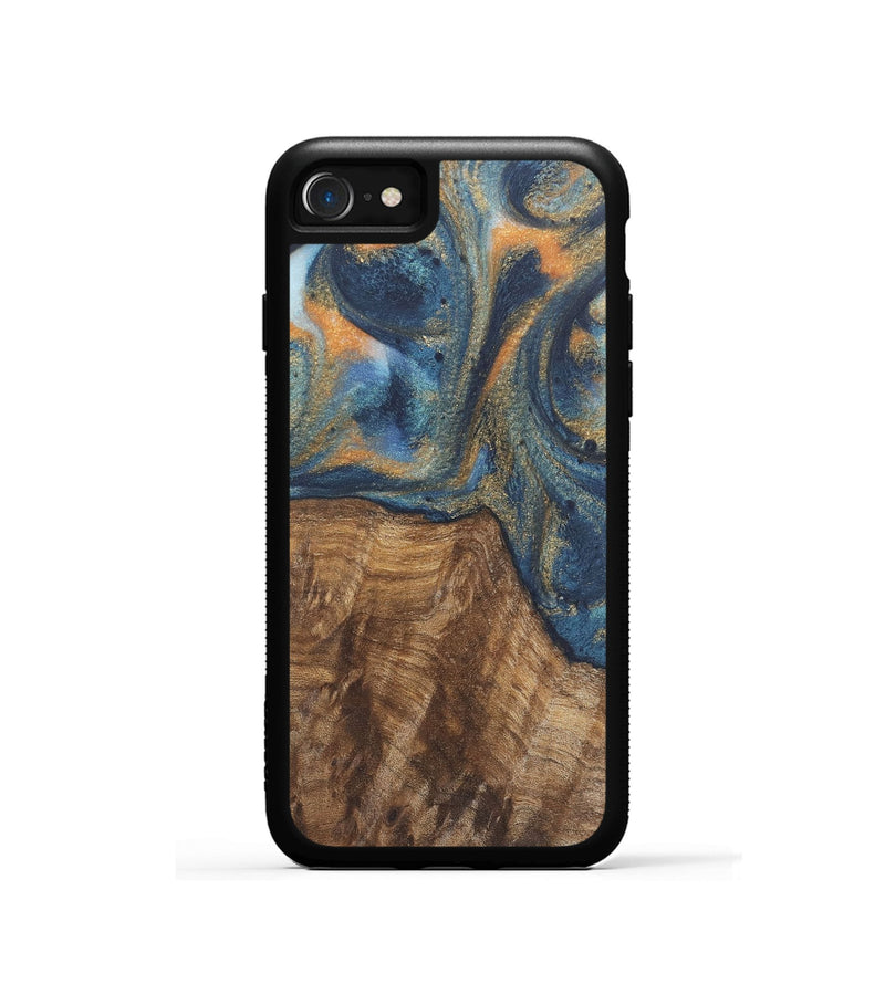 iPhone SE Wood Phone Case - Bryn (Teal & Gold, 727122)