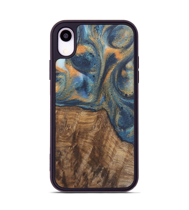 iPhone Xr Wood Phone Case - Bryn (Teal & Gold, 727122)