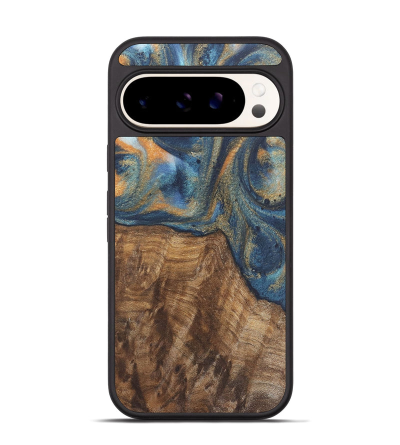 Pixel 9 Pro Wood Phone Case - Bryn (Teal & Gold, 727122)