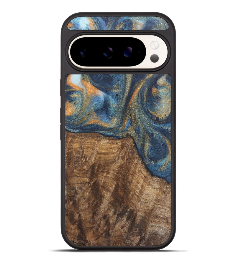 Pixel 9 Pro XL Wood Phone Case - Bryn (Teal & Gold, 727122)