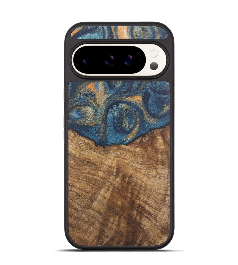 Pixel 9 Wood Phone Case - Jaynie (Teal & Gold, 727123)