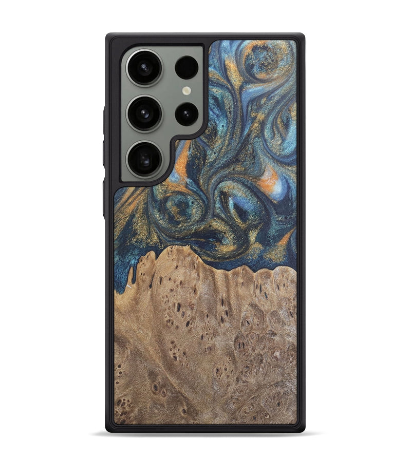 Galaxy S24 Ultra Wood Phone Case - Jaylen (Teal & Gold, 727126)