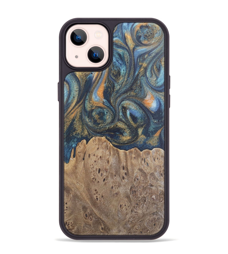 iPhone 14 Plus Wood Phone Case - Jaylen (Teal & Gold, 727126)