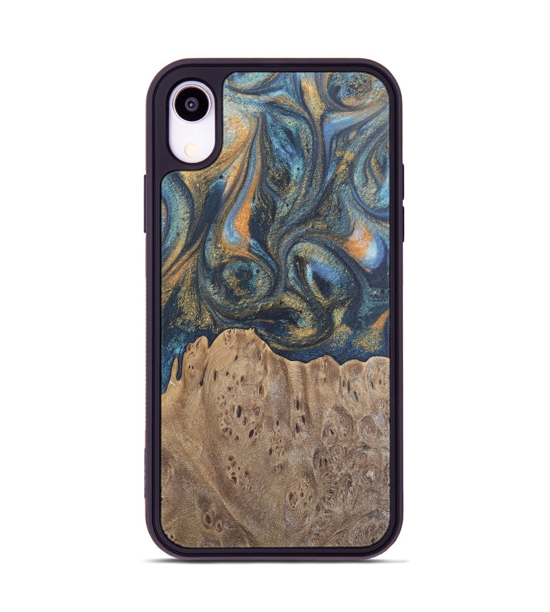 iPhone Xr Wood Phone Case - Jaylen (Teal & Gold, 727126)