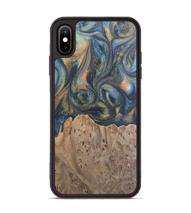 iPhone Xs Max Wood Phone Case - Jaylen (Teal & Gold, 727126)