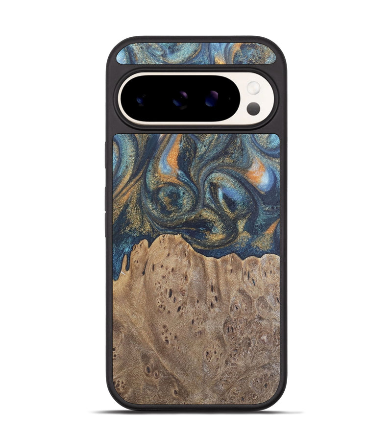 Pixel 9 Wood Phone Case - Jaylen (Teal & Gold, 727126)